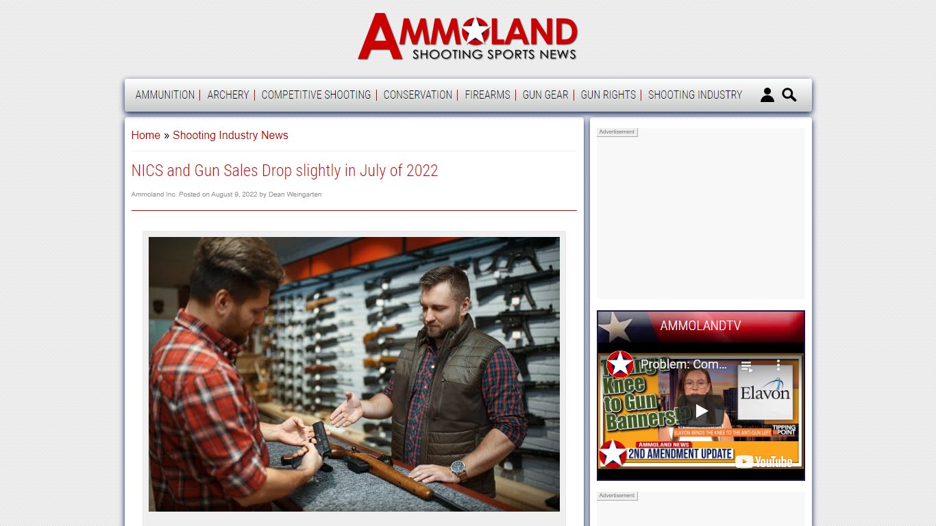 NICS and Gun Sales Drop slightly in July of 2022